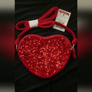 Red Sequin Heart-Shaped Bag